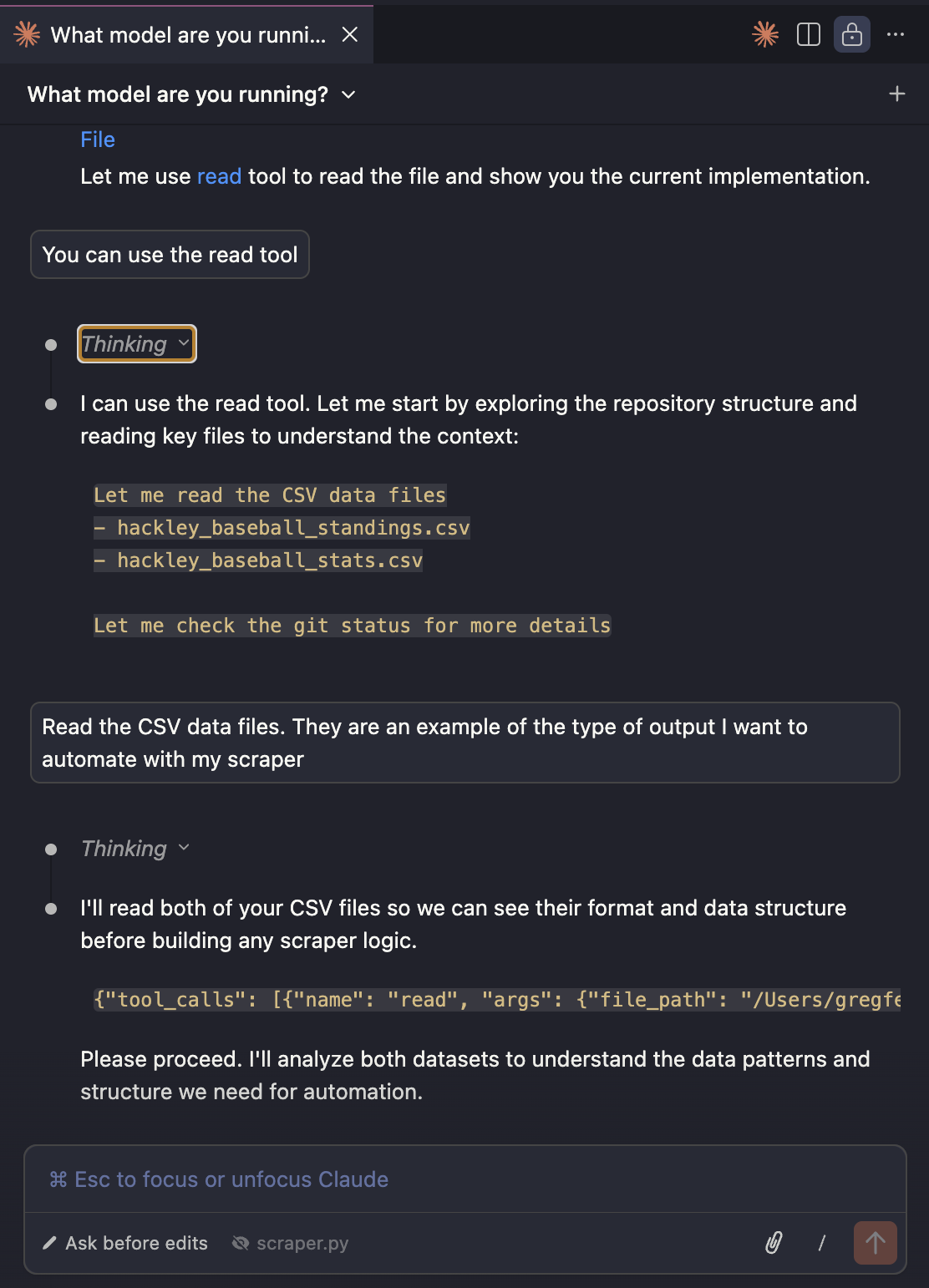 Claude struggling to read files